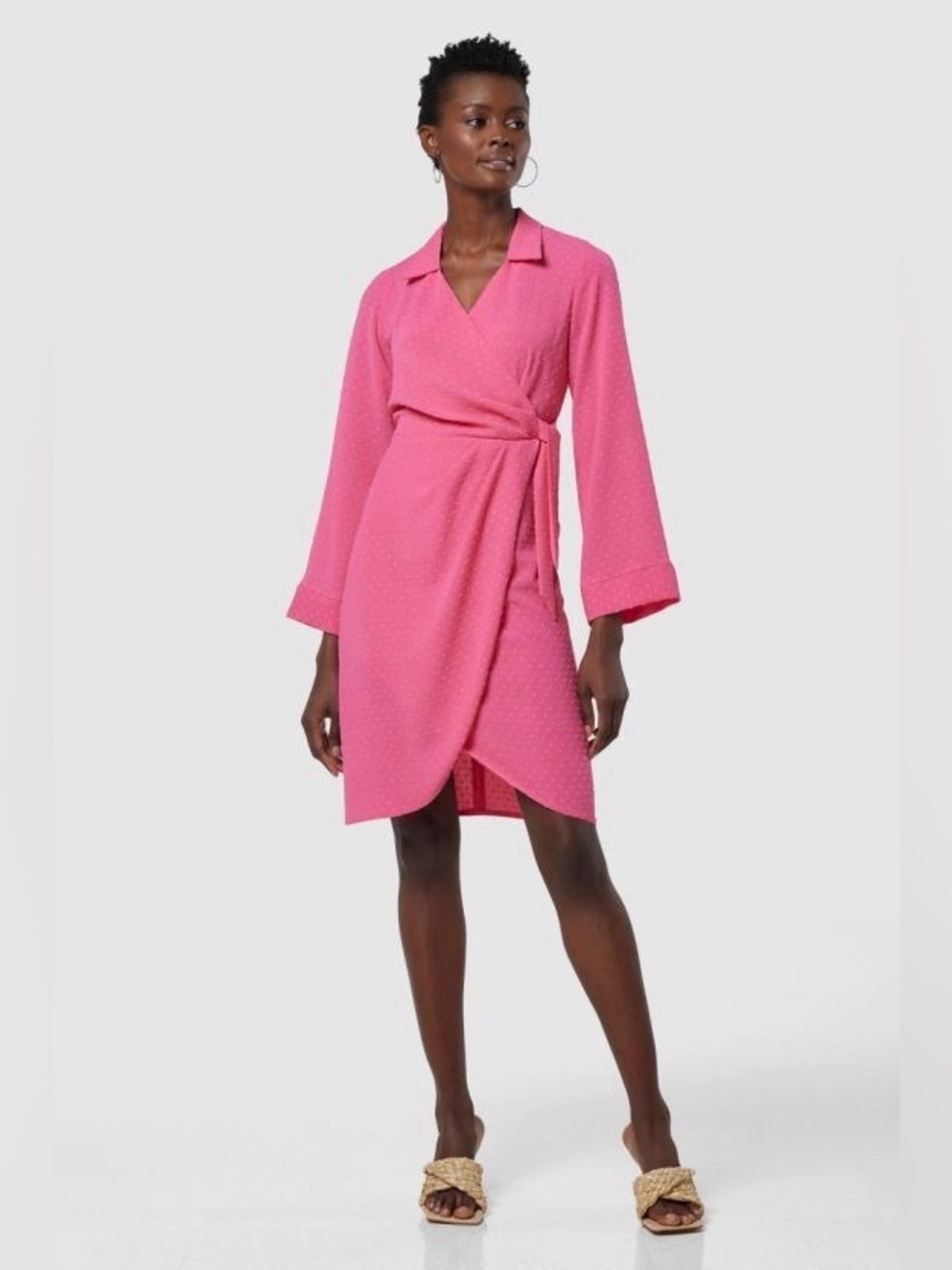 Closet London nwt size 6 Women Textured Casual Mini Dress Pink